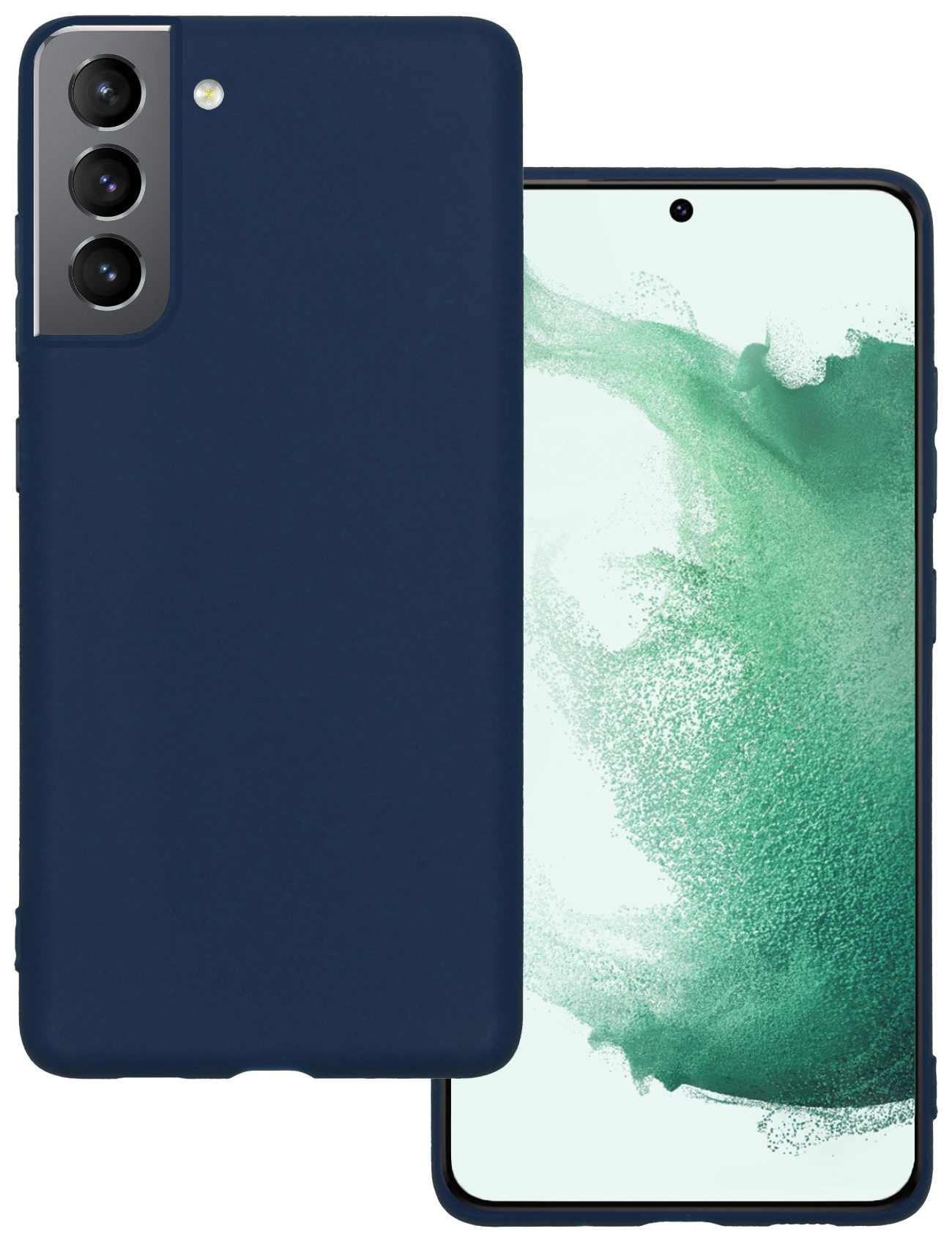 BASEY. Hoes Geschikt voor Samsung S22 Hoesje Siliconen Back Cover Case - Hoesje Geschikt voor Samsung Galaxy S22 Hoes Cover Hoesje - Donkerblauw