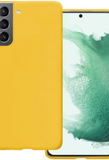 BASEY. Hoes Geschikt voor Samsung S22 Hoesje Siliconen Back Cover Case - Hoesje Geschikt voor Samsung Galaxy S22 Hoes Cover Hoesje - Geel