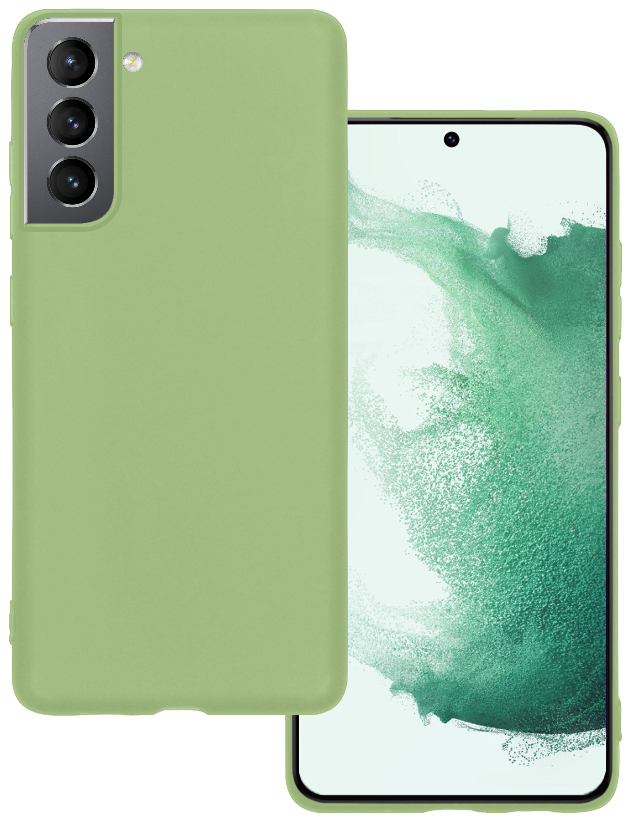 BASEY. Hoes Geschikt voor Samsung S22 Hoesje Siliconen Back Cover Case - Hoesje Geschikt voor Samsung Galaxy S22 Hoes Cover Hoesje - Groen