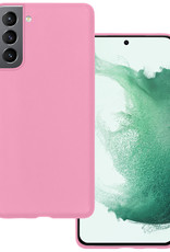 BASEY. Hoes Geschikt voor Samsung S22 Hoesje Siliconen Back Cover Case - Hoesje Geschikt voor Samsung Galaxy S22 Hoes Cover Hoesje - Lichtroze