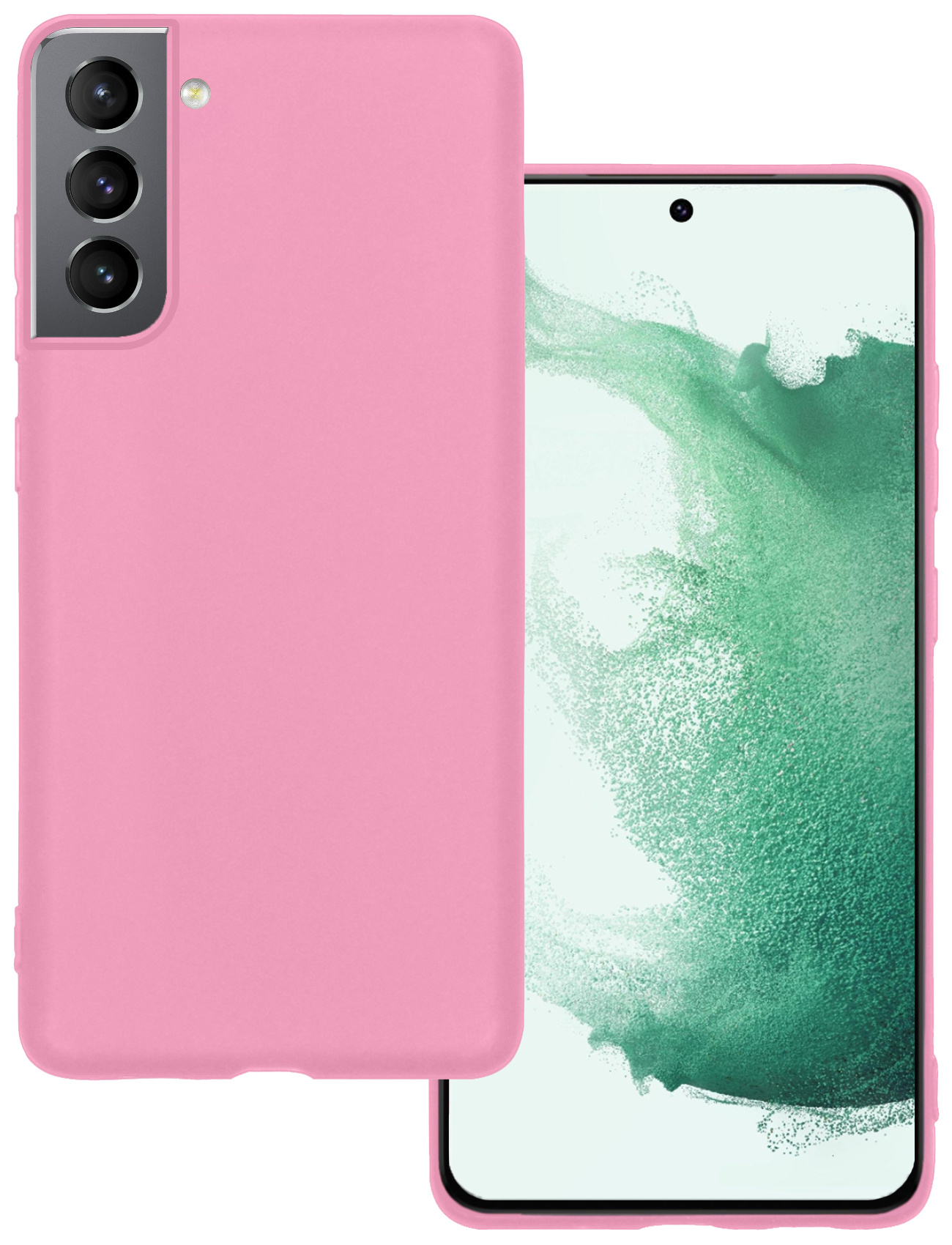 BASEY. Hoes Geschikt voor Samsung S22 Hoesje Siliconen Back Cover Case - Hoesje Geschikt voor Samsung Galaxy S22 Hoes Cover Hoesje - Lichtroze