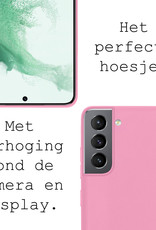 BASEY. Hoes Geschikt voor Samsung S22 Hoesje Siliconen Back Cover Case - Hoesje Geschikt voor Samsung Galaxy S22 Hoes Cover Hoesje - Lichtroze