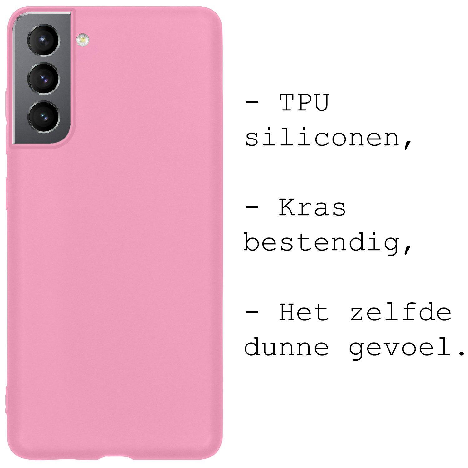 BASEY. Hoes Geschikt voor Samsung S22 Hoesje Siliconen Back Cover Case - Hoesje Geschikt voor Samsung Galaxy S22 Hoes Cover Hoesje - Lichtroze