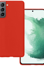 BASEY. Hoes Geschikt voor Samsung S22 Hoesje Siliconen Back Cover Case - Hoesje Geschikt voor Samsung Galaxy S22 Hoes Cover Hoesje - Rood