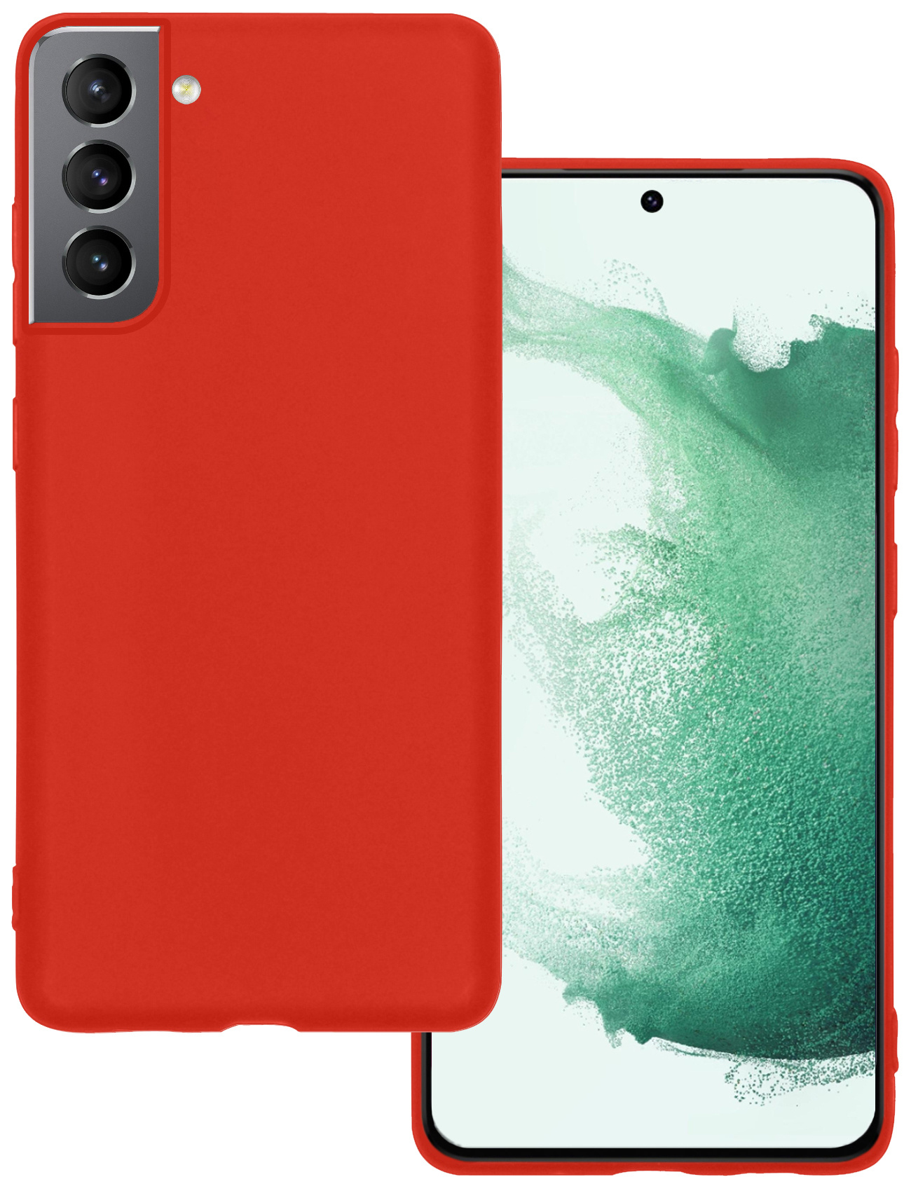 BASEY. Hoes Geschikt voor Samsung S22 Hoesje Siliconen Back Cover Case - Hoesje Geschikt voor Samsung Galaxy S22 Hoes Cover Hoesje - Rood