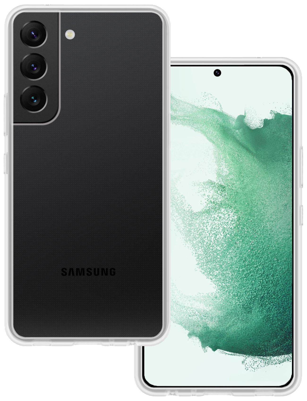 BASEY. Hoes Geschikt voor Samsung S22 Hoesje Siliconen Back Cover Case - Hoesje Geschikt voor Samsung Galaxy S22 Hoes Cover Hoesje - Transparant