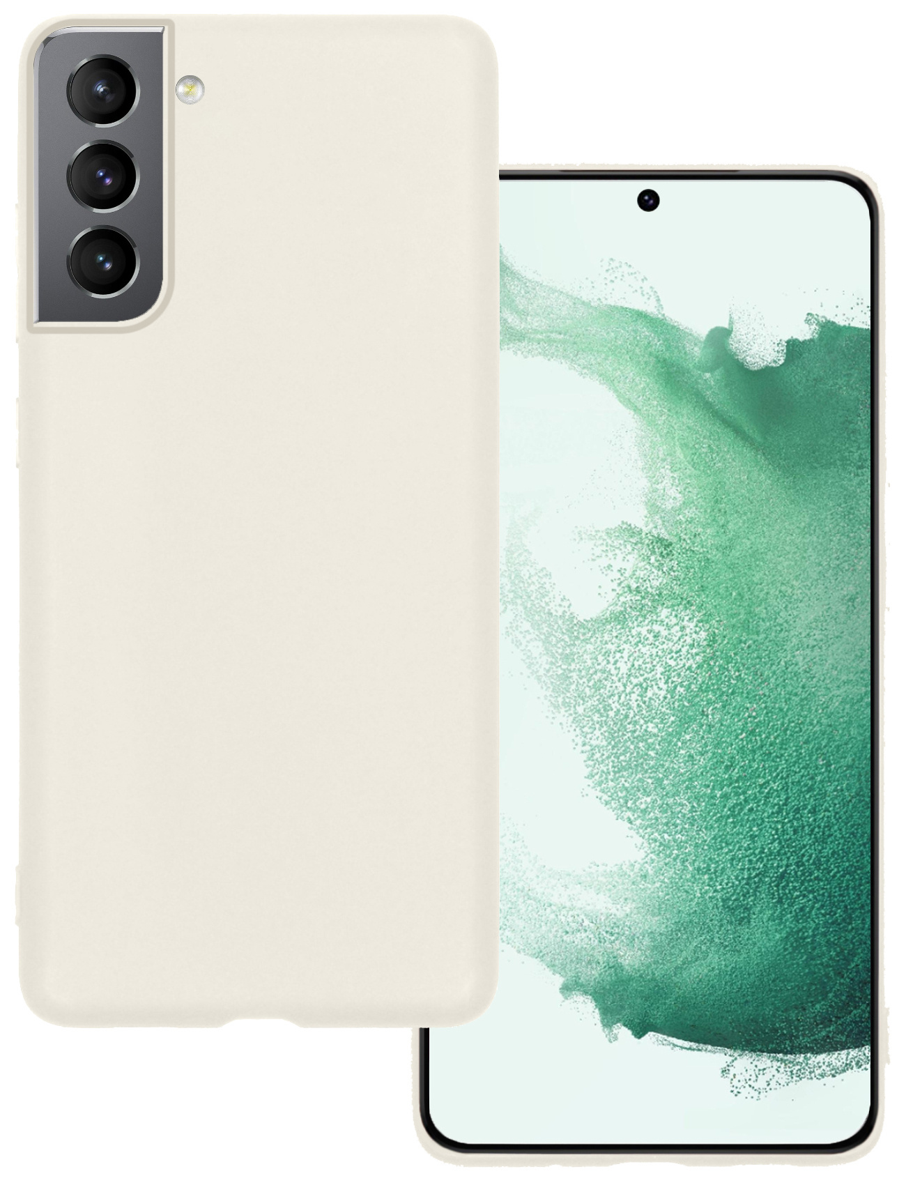BASEY. Hoes Geschikt voor Samsung S22 Hoesje Siliconen Back Cover Case - Hoesje Geschikt voor Samsung Galaxy S22 Hoes Cover Hoesje - Wit