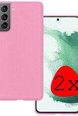 BASEY. Hoes Geschikt voor Samsung S22 Hoesje Siliconen Back Cover Case - Hoesje Geschikt voor Samsung Galaxy S22 Hoes Cover Hoesje - Lichtroze - 2 Stuks