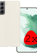 BASEY. Hoes Geschikt voor Samsung S22 Hoesje Siliconen Back Cover Case - Hoesje Geschikt voor Samsung Galaxy S22 Hoes Cover Hoesje - Wit - 2 Stuks