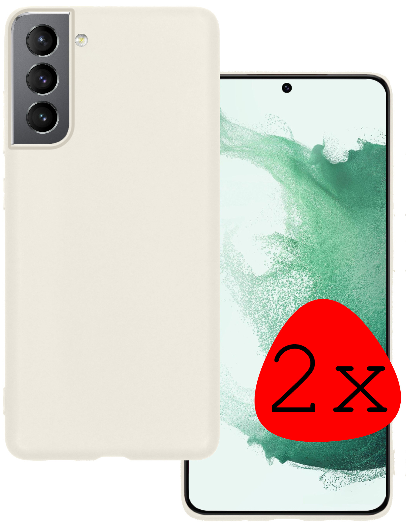 BASEY. Hoes Geschikt voor Samsung S22 Hoesje Siliconen Back Cover Case - Hoesje Geschikt voor Samsung Galaxy S22 Hoes Cover Hoesje - Wit - 2 Stuks