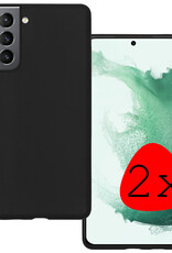 BASEY. Hoes Geschikt voor Samsung S22 Hoesje Siliconen Back Cover Case - Hoesje Geschikt voor Samsung Galaxy S22 Hoes Cover Hoesje - Zwart - 2 Stuks