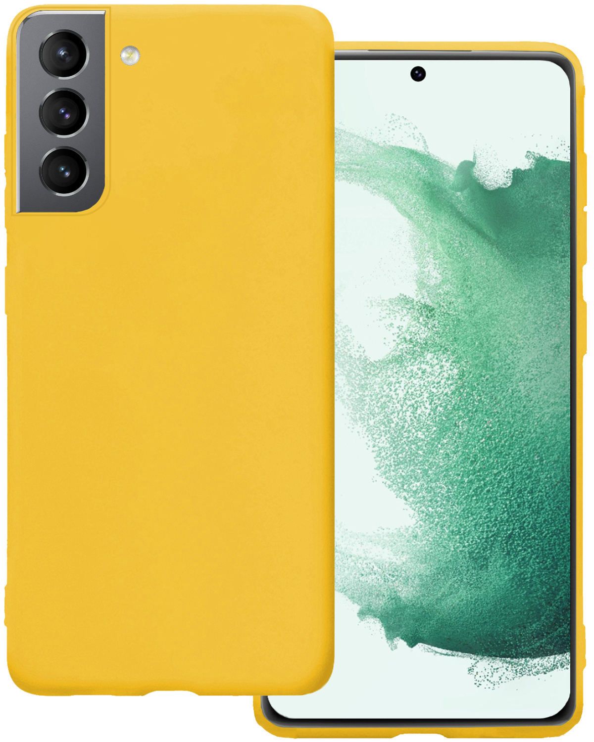 BASEY. Hoes Geschikt voor Samsung S22 Plus Hoesje Siliconen Back Cover Case - Hoesje Geschikt voor Samsung Galaxy S22 Plus Hoes Cover Hoesje - Geel