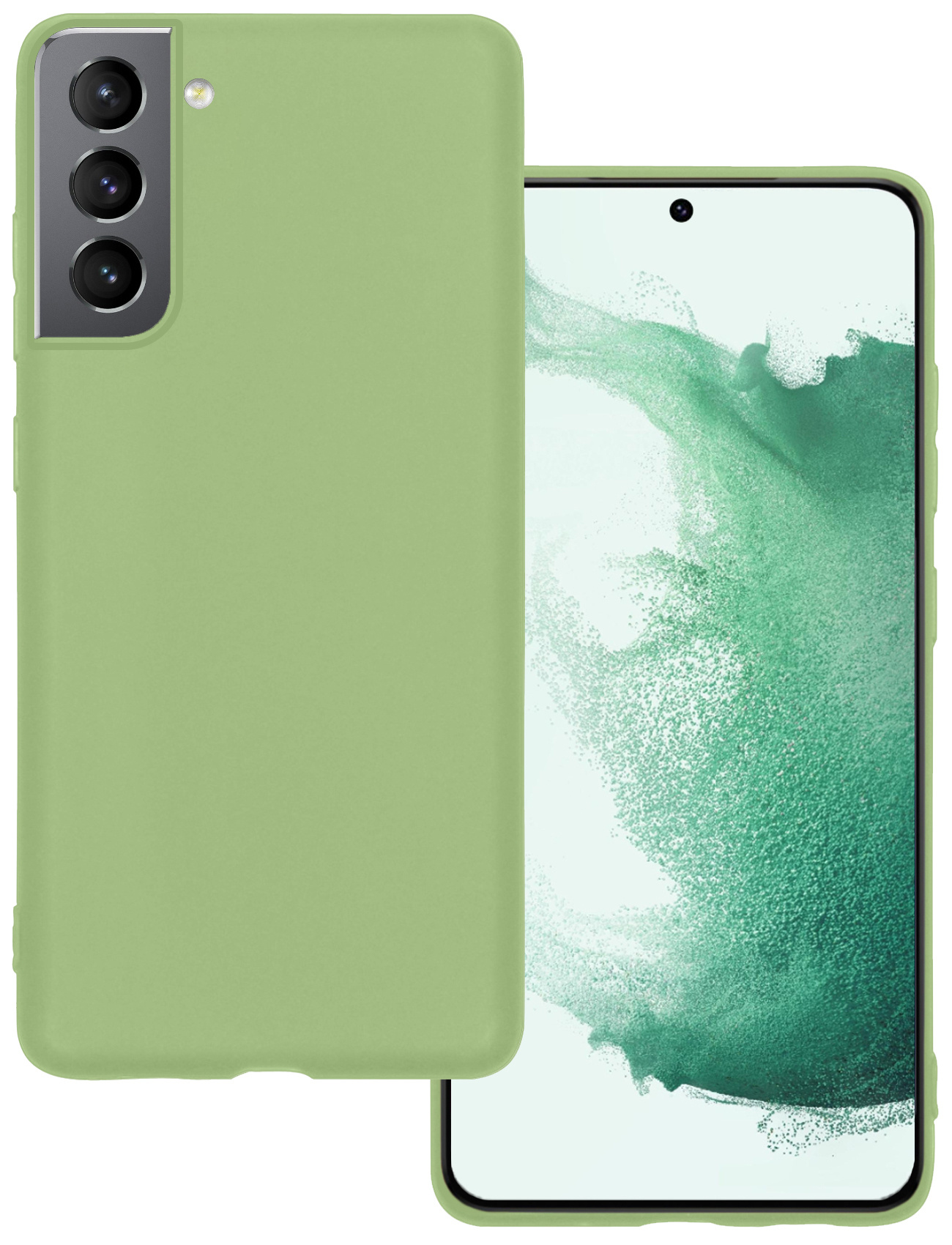 BASEY. Hoes Geschikt voor Samsung S22 Plus Hoesje Siliconen Back Cover Case - Hoesje Geschikt voor Samsung Galaxy S22 Plus Hoes Cover Hoesje - Groen