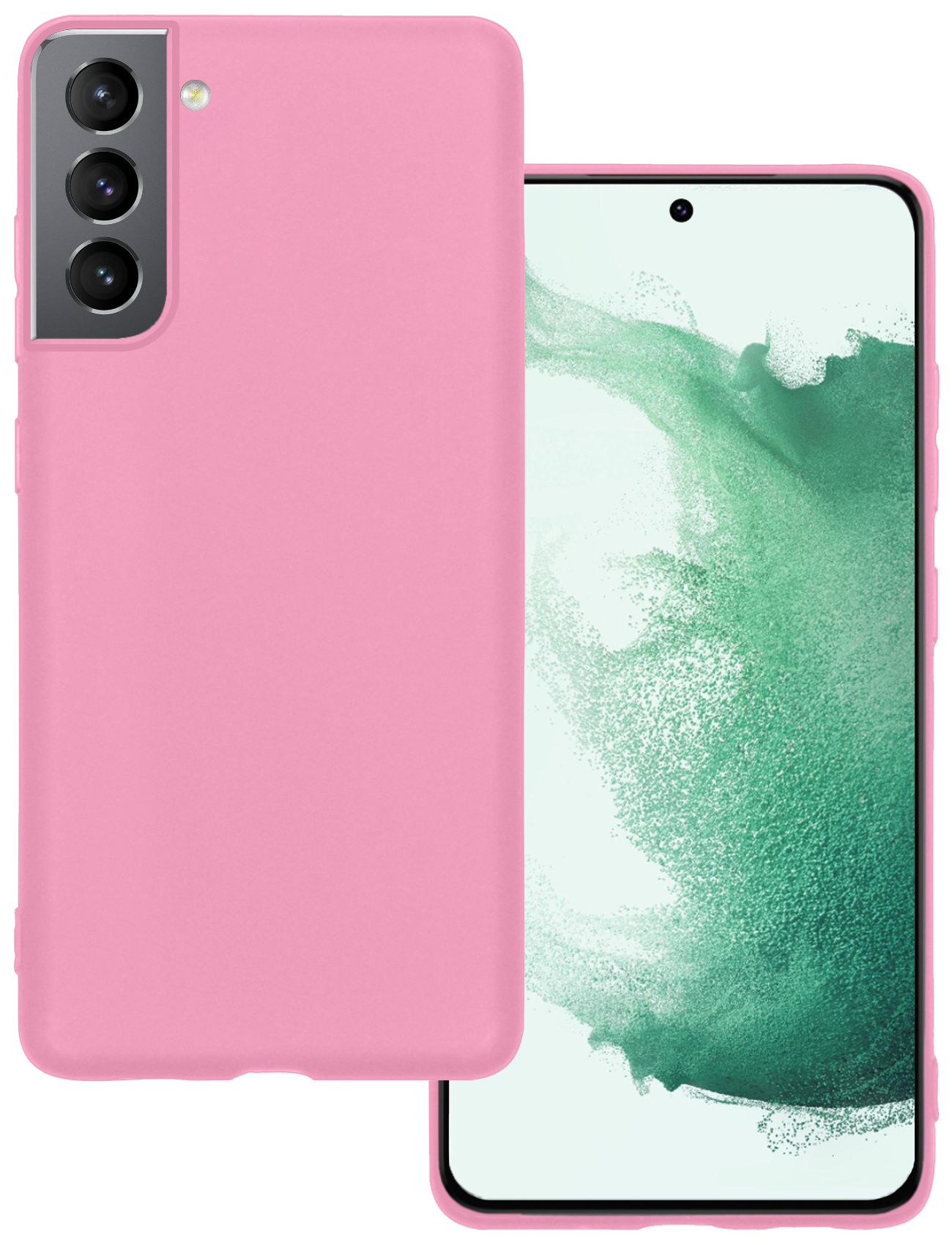 BASEY. Hoes Geschikt voor Samsung S22 Plus Hoesje Siliconen Back Cover Case - Hoesje Geschikt voor Samsung Galaxy S22 Plus Hoes Cover Hoesje - Lichtroze