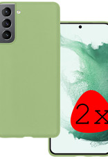 BASEY. Hoes Geschikt voor Samsung S22 Plus Hoesje Siliconen Back Cover Case - Hoesje Geschikt voor Samsung Galaxy S22 Plus Hoes Cover Hoesje - Groen - 2 Stuks