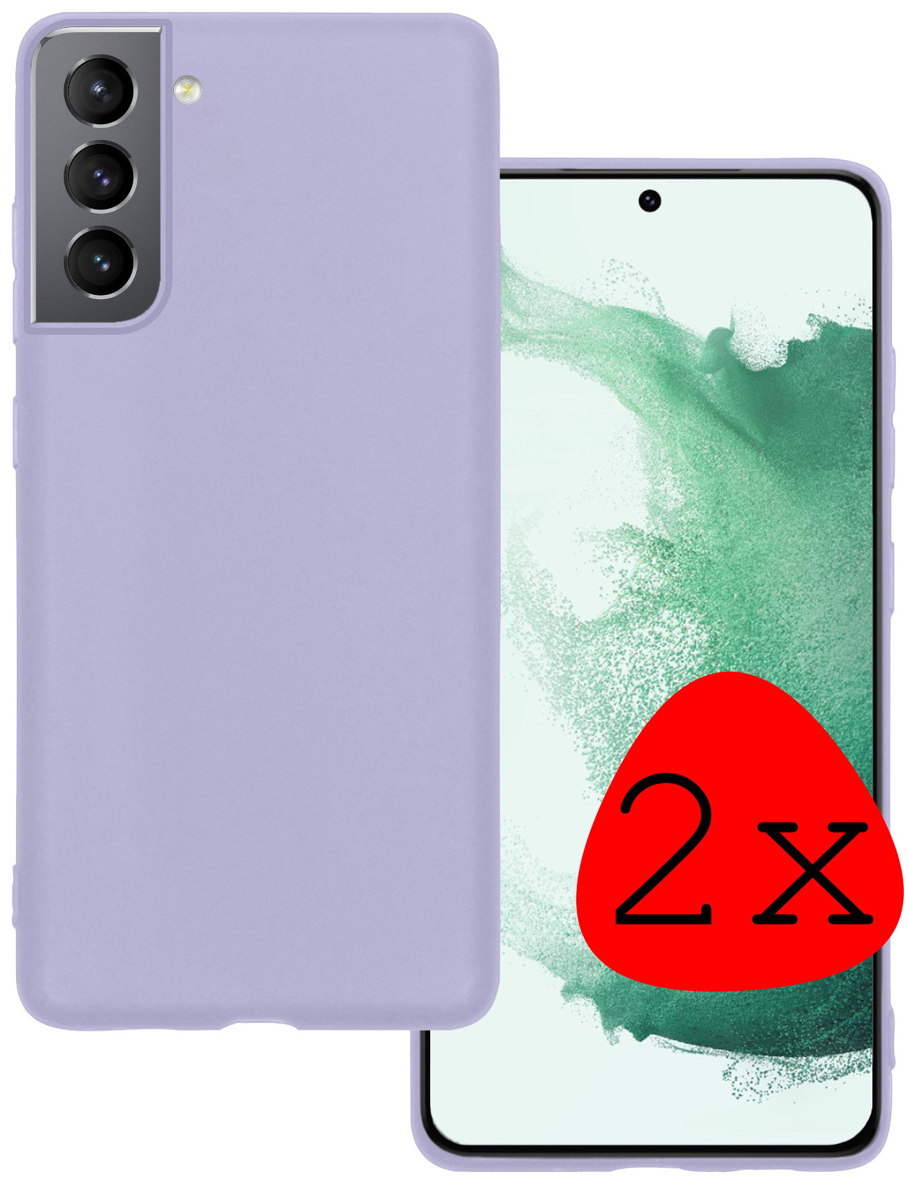BASEY. Hoes Geschikt voor Samsung S22 Plus Hoesje Siliconen Back Cover Case - Hoesje Geschikt voor Samsung Galaxy S22 Plus Hoes Cover Hoesje - Lila - 2 Stuks