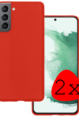 BASEY. Hoes Geschikt voor Samsung S22 Plus Hoesje Siliconen Back Cover Case - Hoesje Geschikt voor Samsung Galaxy S22 Plus Hoes Cover Hoesje - Rood - 2 Stuks