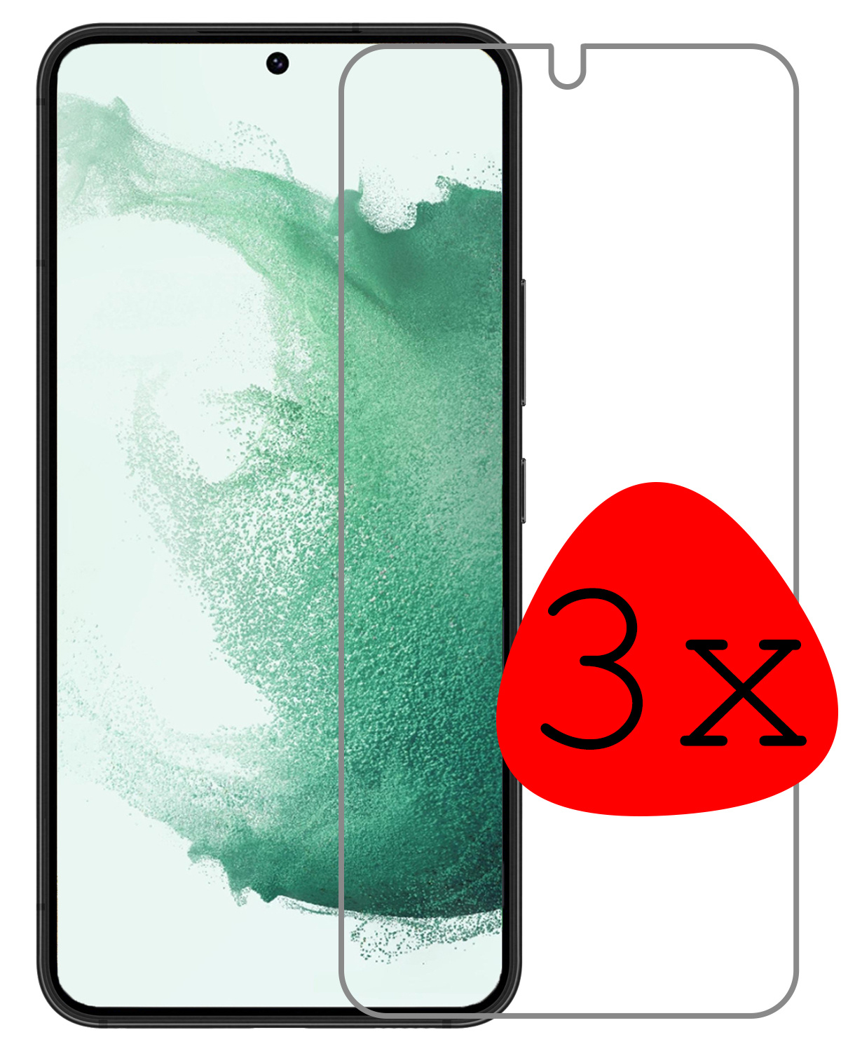 BASEY. Screenprotector Geschikt voor Samsung S22 Screenprotector Tempered Glass - Screenprotector Geschikt voor Samsung Galaxy S22 Beschermglas Screen Protector Glas - 3 Stuks