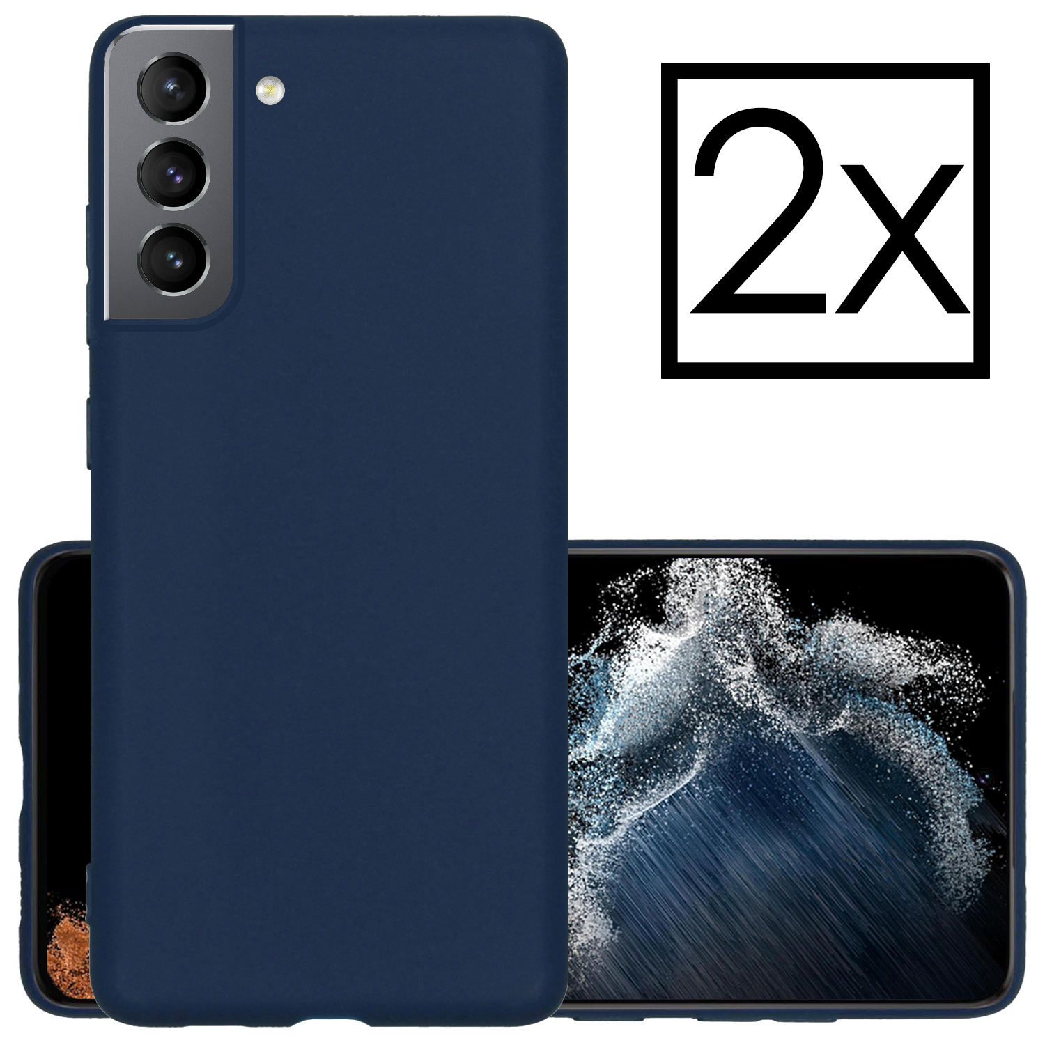 NoXx Hoes Geschikt voor Samsung S22 Plus Hoesje Cover Siliconen Back Case Hoes - Donkerblauw - 2x