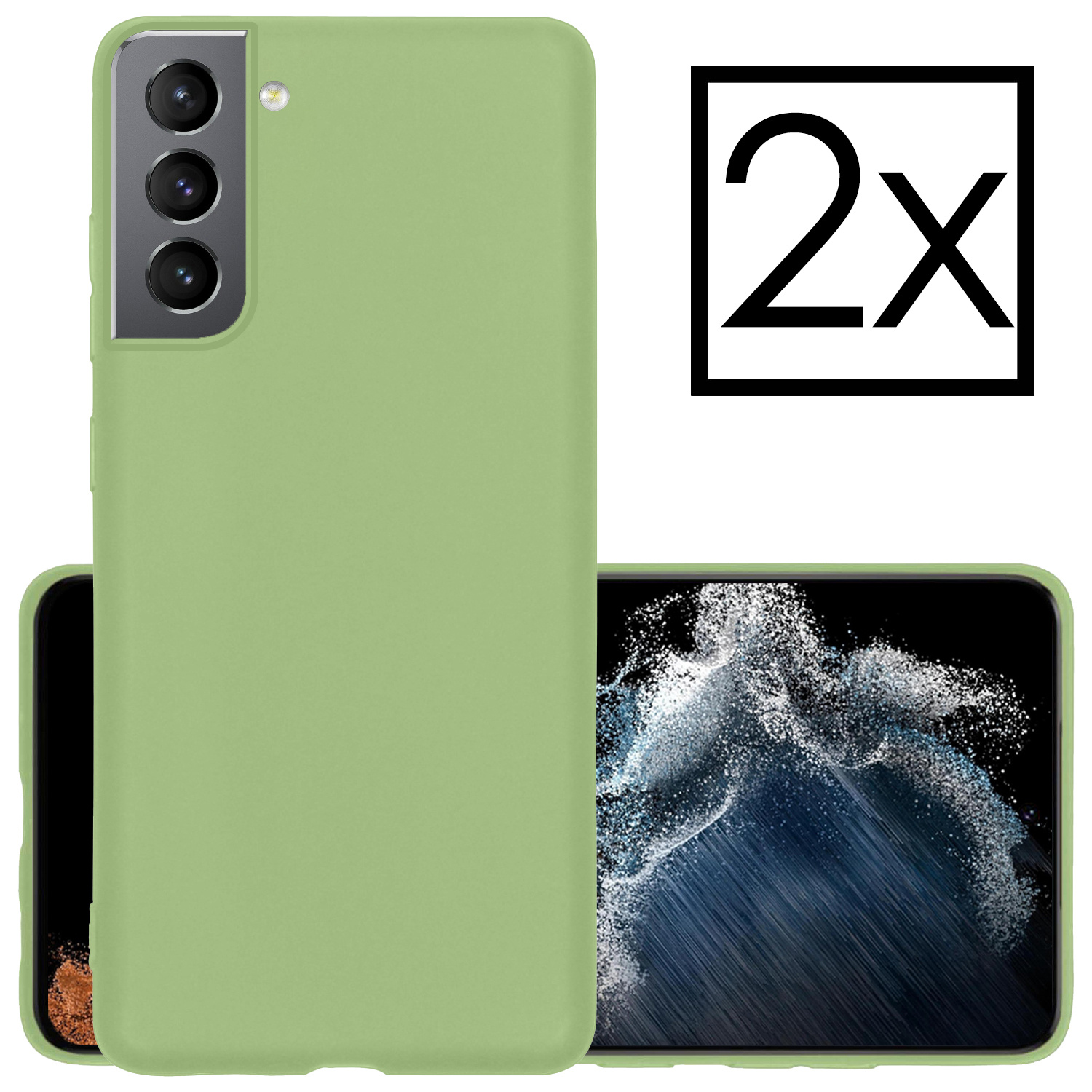 NoXx Hoes Geschikt voor Samsung S22 Plus Hoesje Cover Siliconen Back Case Hoes - Groen - 2x