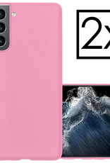 NoXx Hoes Geschikt voor Samsung S22 Plus Hoesje Cover Siliconen Back Case Hoes - Lichtroze - 2x