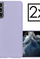 NoXx Hoes Geschikt voor Samsung S22 Plus Hoesje Cover Siliconen Back Case Hoes - Lila - 2x