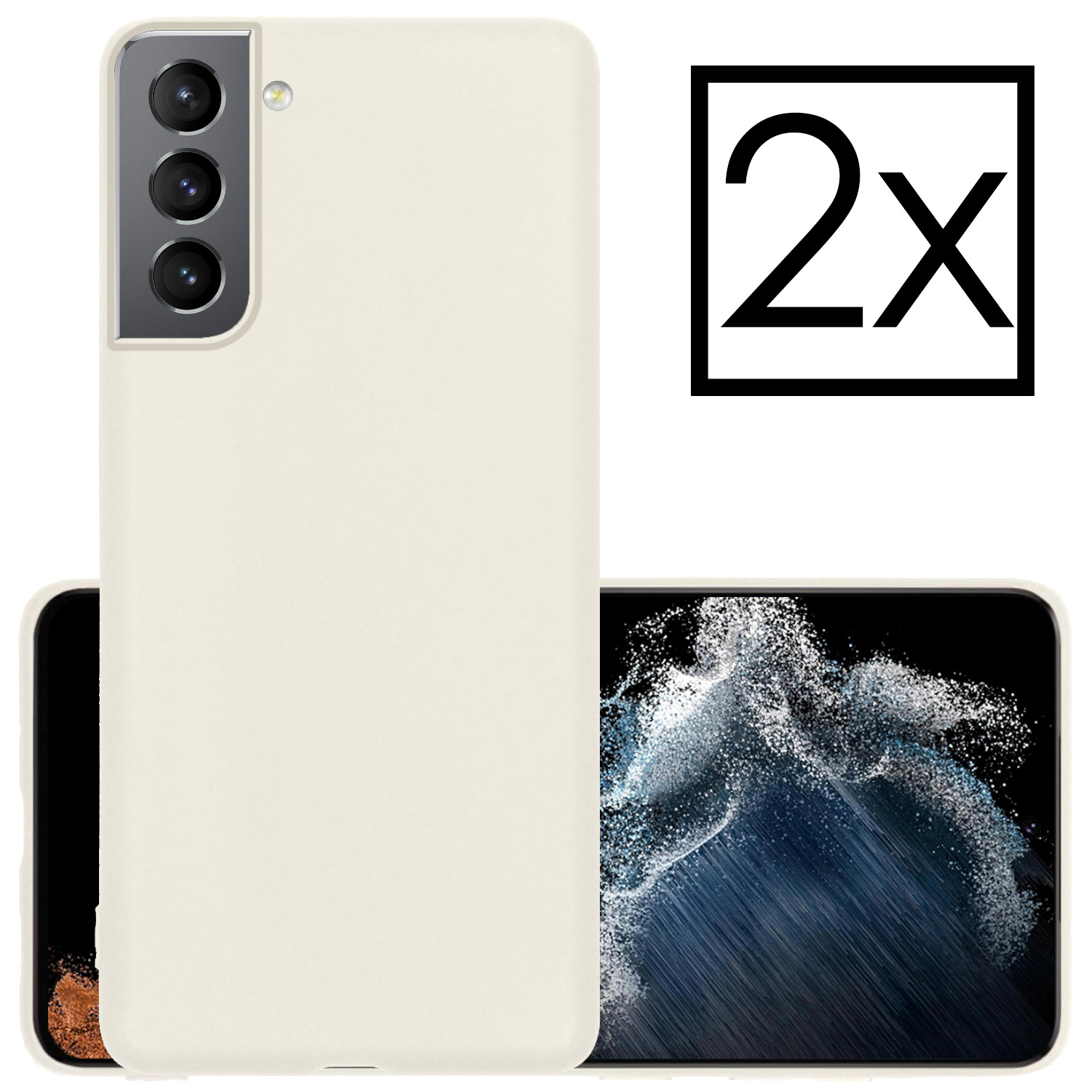 NoXx Hoes Geschikt voor Samsung S22 Plus Hoesje Cover Siliconen Back Case Hoes - Wit - 2x