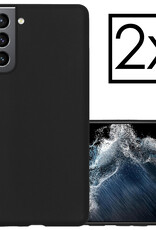 NoXx Hoes Geschikt voor Samsung S22 Plus Hoesje Cover Siliconen Back Case Hoes - Zwart - 2x