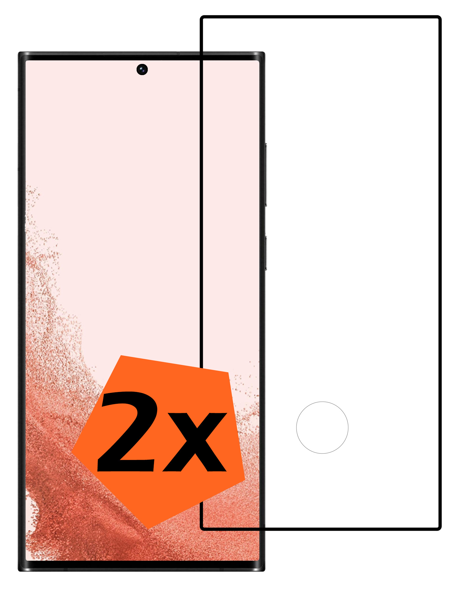Nomfy Screenprotector Geschikt voor Samsung S22 Ultra Screenprotector Bescherm Glas - Screenprotector Geschikt voor Samsung Galaxy S22 Ultra Screen Protector Tempered Glass Full Screen Full Cover - 2 PACK