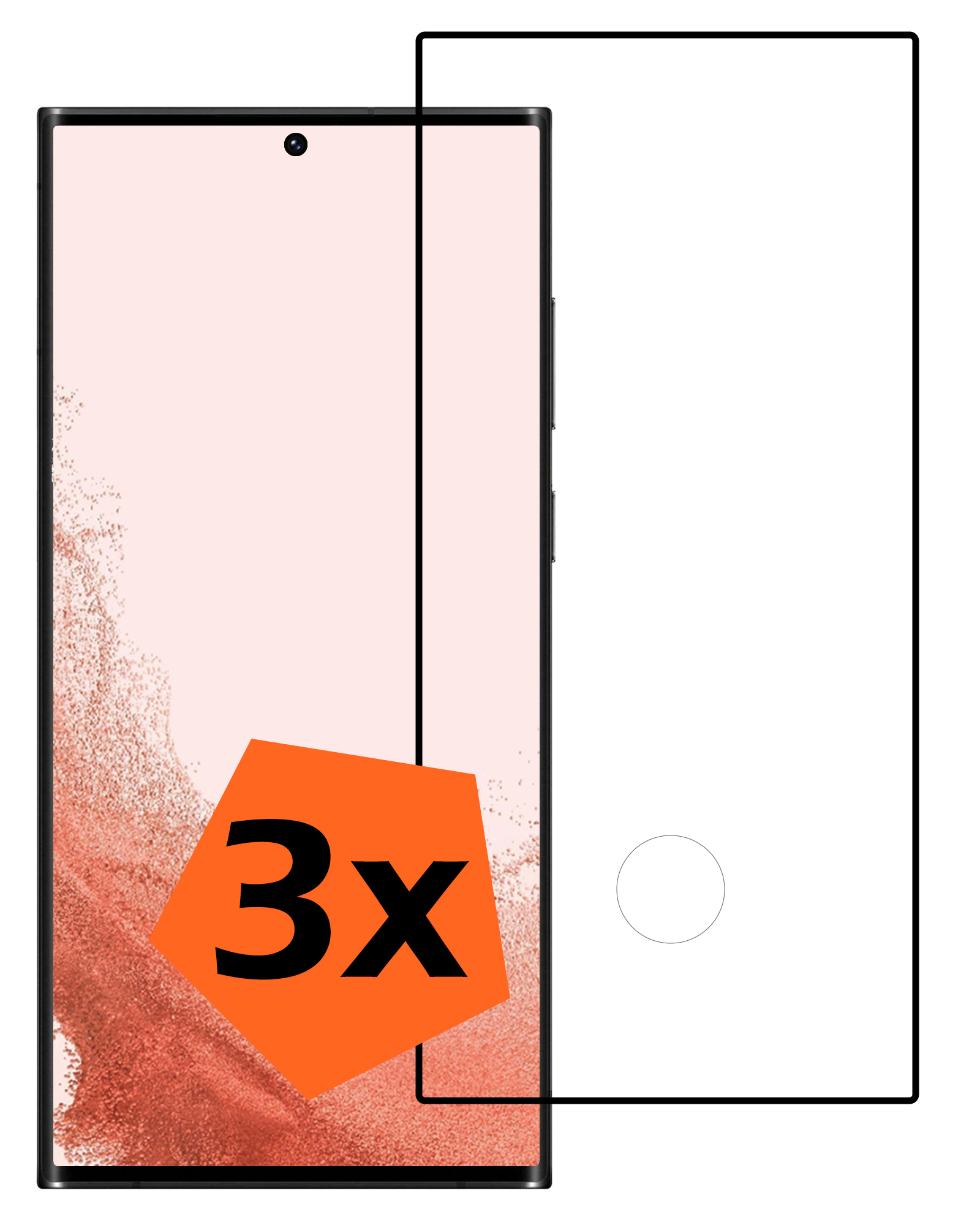 Nomfy Screenprotector Geschikt voor Samsung S22 Ultra Screenprotector Bescherm Glas - Screenprotector Geschikt voor Samsung Galaxy S22 Ultra Screen Protector Tempered Glass Full Screen Full Cover - 3 PACK