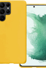 BASEY. Hoes Geschikt voor Samsung S22 Ultra Hoesje Siliconen Back Cover Case - Hoesje Geschikt voor Samsung Galaxy S22 Ultra Hoes Cover Hoesje - Geel