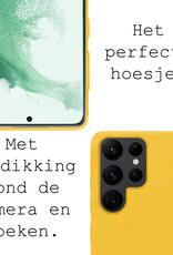 BASEY. Hoes Geschikt voor Samsung S22 Ultra Hoesje Siliconen Back Cover Case - Hoesje Geschikt voor Samsung Galaxy S22 Ultra Hoes Cover Hoesje - Geel