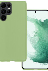 BASEY. Hoes Geschikt voor Samsung S22 Ultra Hoesje Siliconen Back Cover Case - Hoesje Geschikt voor Samsung Galaxy S22 Ultra Hoes Cover Hoesje - Groen