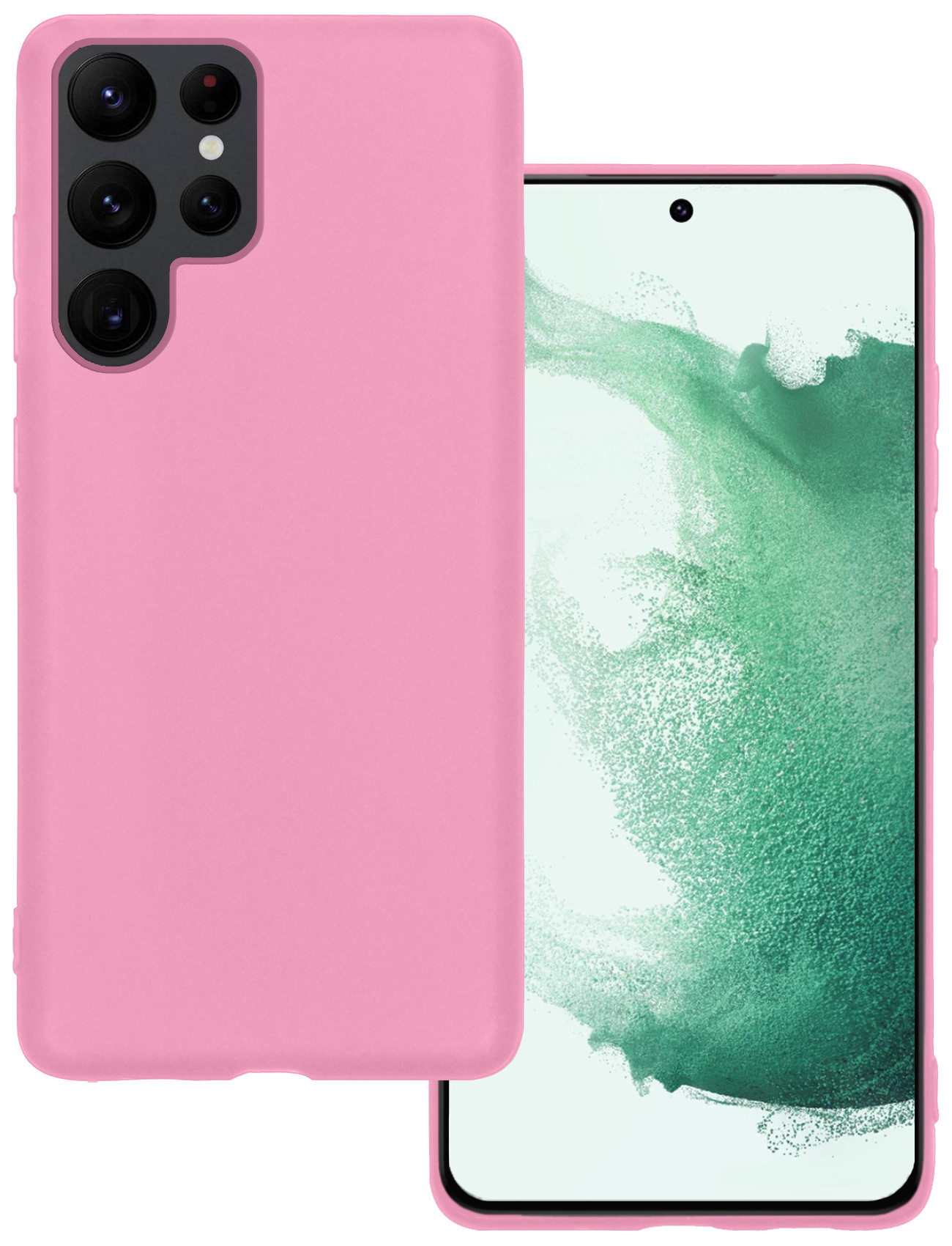 BASEY. Hoes Geschikt voor Samsung S22 Ultra Hoesje Siliconen Back Cover Case - Hoesje Geschikt voor Samsung Galaxy S22 Ultra Hoes Cover Hoesje - Lichtroze