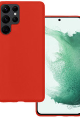 BASEY. Hoes Geschikt voor Samsung S22 Ultra Hoesje Siliconen Back Cover Case - Hoesje Geschikt voor Samsung Galaxy S22 Ultra Hoes Cover Hoesje - Rood