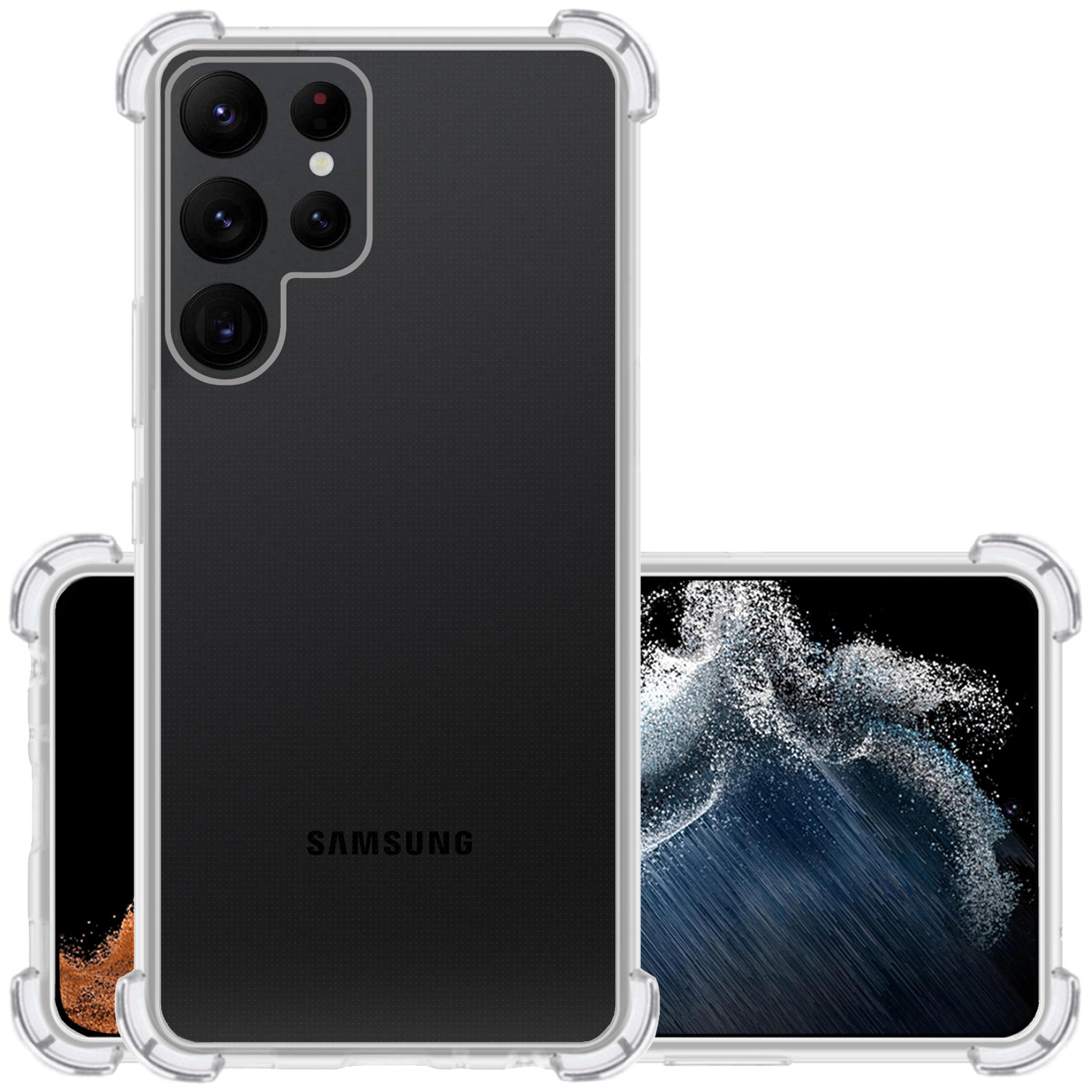 NoXx Hoes Geschikt voor Samsung S22 Ultra Hoesje Siliconen Cover Shock Proof Back Case Shockproof Hoes - Transparant