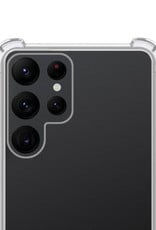 NoXx Hoes Geschikt voor Samsung S22 Ultra Hoesje Siliconen Cover Shock Proof Back Case Shockproof Hoes - Transparant