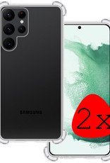 BASEY. Hoes Geschikt voor Samsung S22 Ultra Hoesje Shock Proof Case Hoes Siliconen - Hoesje Geschikt voor Samsung Galaxy S22 Ultra Hoes Cover Shockproof - Transparant - 2 Stuks