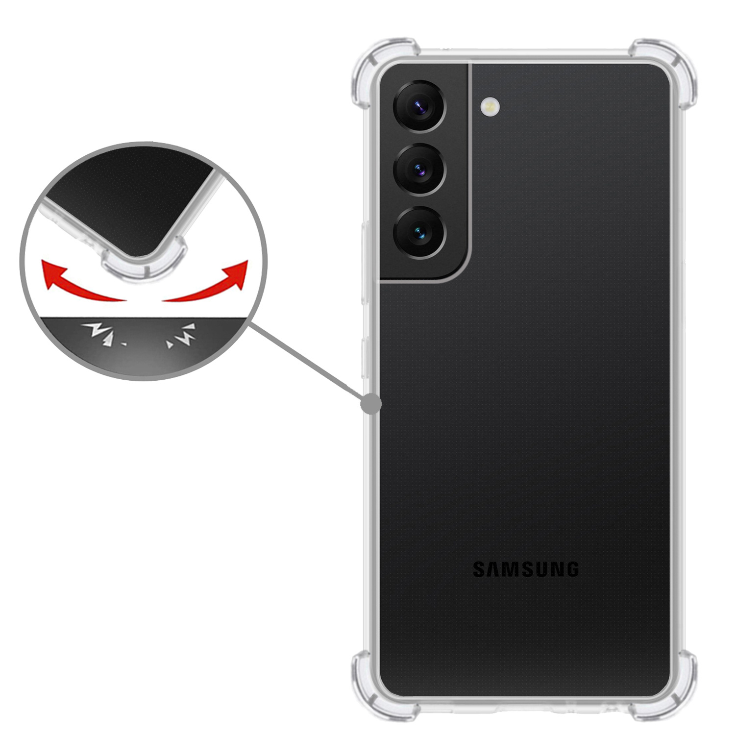 Nomfy Hoesje Geschikt voor Samsung S22 Plus Hoesje Shock Proof Cover Case Shockproof - Hoes Geschikt voor Samsung Galaxy S22 Plus Hoes Siliconen Back Case - Transparant