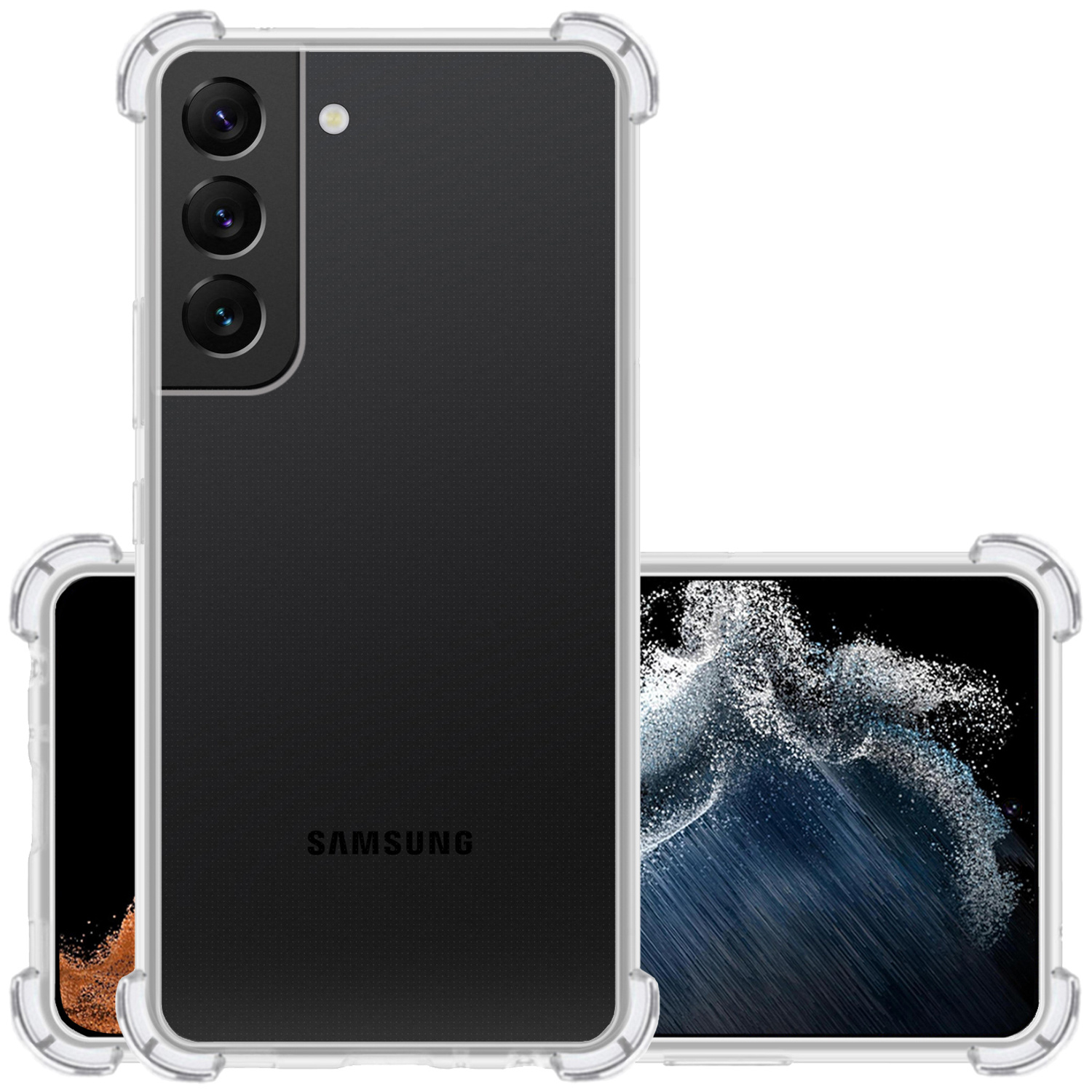 NoXx Hoes Geschikt voor Samsung S22 Plus Hoesje Siliconen Cover Shock Proof Back Case Shockproof Hoes - Transparant