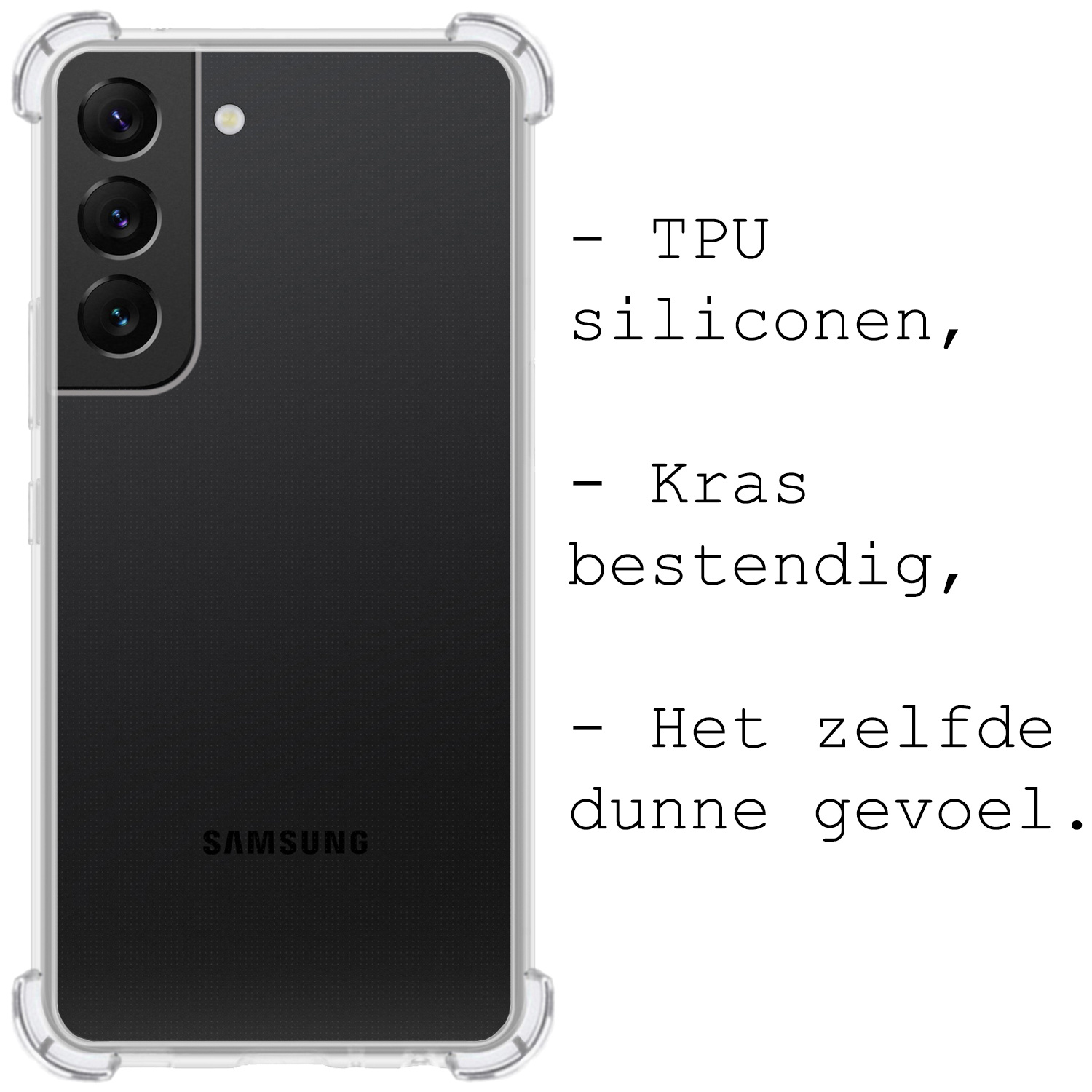 BASEY. Hoes Geschikt voor Samsung S22 Plus Hoesje Shock Proof Case Hoes Siliconen - Hoesje Geschikt voor Samsung Galaxy S22 Plus Hoes Cover Shockproof - Transparant