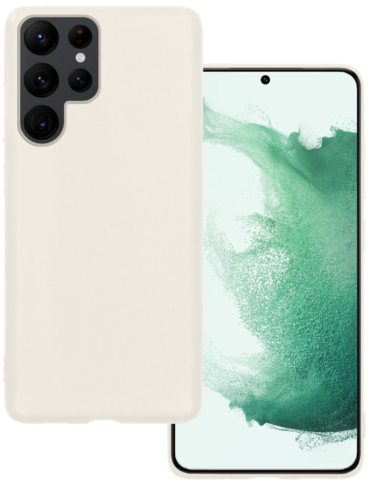 BASEY. Hoes Geschikt voor Samsung S22 Ultra Hoesje Siliconen Back Cover Case - Hoesje Geschikt voor Samsung Galaxy S22 Ultra Hoes Cover Hoesje - Wit