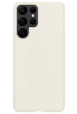 BASEY. Hoes Geschikt voor Samsung S22 Ultra Hoesje Siliconen Back Cover Case - Hoesje Geschikt voor Samsung Galaxy S22 Ultra Hoes Cover Hoesje - Wit