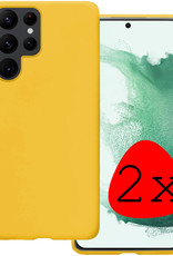 BASEY. Hoes Geschikt voor Samsung S22 Ultra Hoesje Siliconen Back Cover Case - Hoesje Geschikt voor Samsung Galaxy S22 Ultra Hoes Cover Hoesje - Geel - 2 Stuks