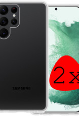 BASEY. Hoes Geschikt voor Samsung S22 Ultra Hoesje Siliconen Back Cover Case - Hoesje Geschikt voor Samsung Galaxy S22 Ultra Hoes Cover Hoesje - Transparant - 2 Stuks