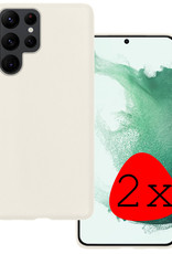 BASEY. Hoes Geschikt voor Samsung S22 Ultra Hoesje Siliconen Back Cover Case - Hoesje Geschikt voor Samsung Galaxy S22 Ultra Hoes Cover Hoesje - Wit - 2 Stuks