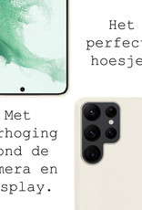 BASEY. Hoes Geschikt voor Samsung S22 Ultra Hoesje Siliconen Back Cover Case - Hoesje Geschikt voor Samsung Galaxy S22 Ultra Hoes Cover Hoesje - Wit - 2 Stuks