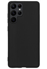 BASEY. Hoes Geschikt voor Samsung S22 Ultra Hoesje Siliconen Back Cover Case - Hoesje Geschikt voor Samsung Galaxy S22 Ultra Hoes Cover Hoesje - Zwart - 2 Stuks