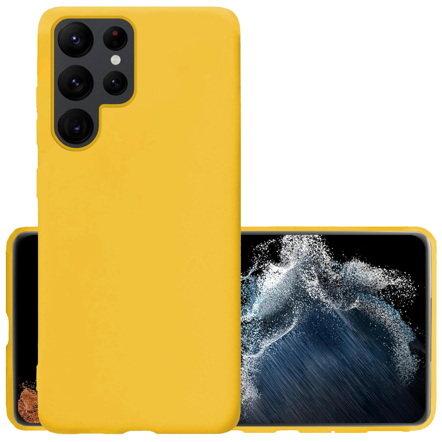 NoXx Hoes Geschikt voor Samsung S22 Ultra Hoesje Cover Siliconen Back Case Hoes - Geel