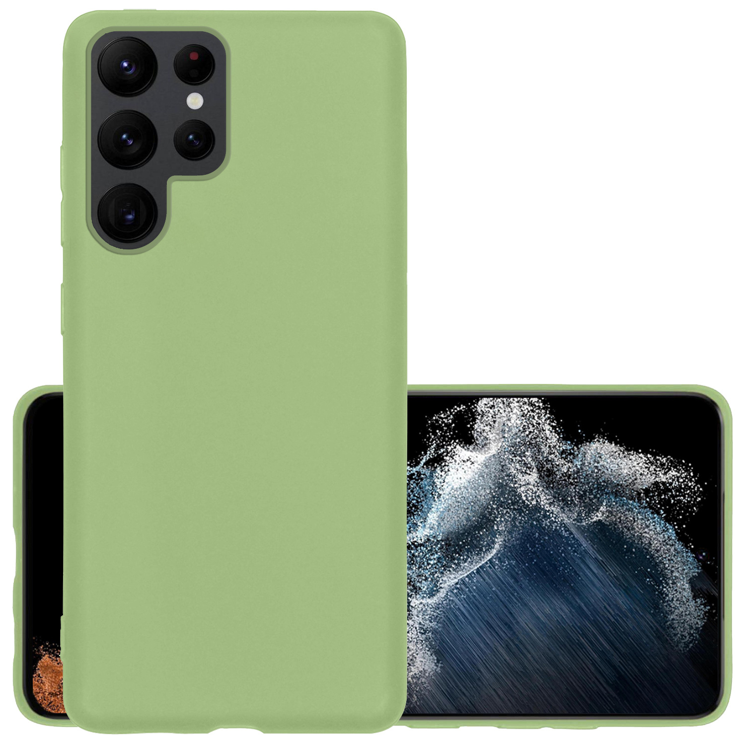 NoXx Hoes Geschikt voor Samsung S22 Ultra Hoesje Cover Siliconen Back Case Hoes - Groen